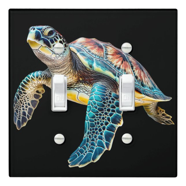 Cute Little Sea Turtle Art Light Switch Cover (In Situ)