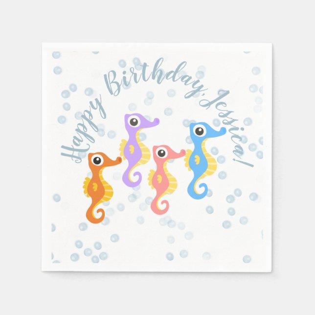 Cute Little Seahorses Napkins (Front)