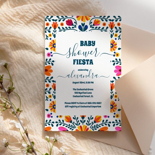 Cute Little Senorita Fiesta Flowers Baby Shower  Invitation