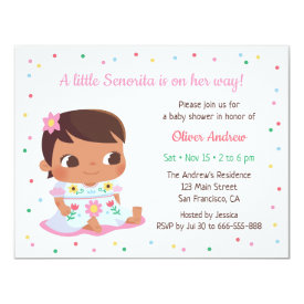 Cute Little Senorita Girl Fiesta Baby Shower Invitation