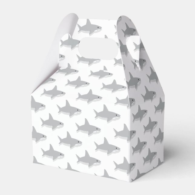 Cute Little Shark Cartoon Favor Boxes (Front Side)