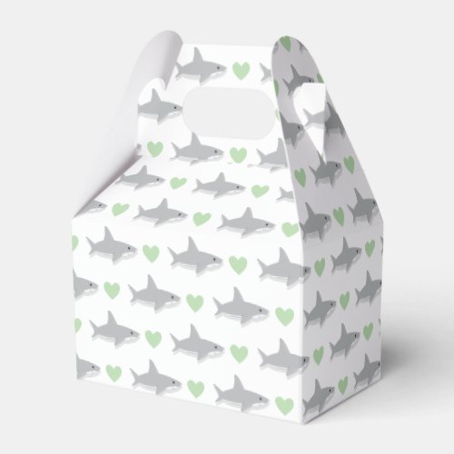 Cute Little Shark Cartoon Green Heart Favor Boxes