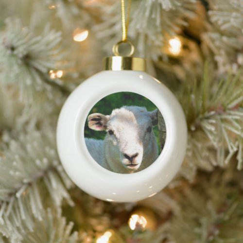 CUTE LITTLE SHEEP CERAMIC BALL CHRISTMAS ORNAMENT