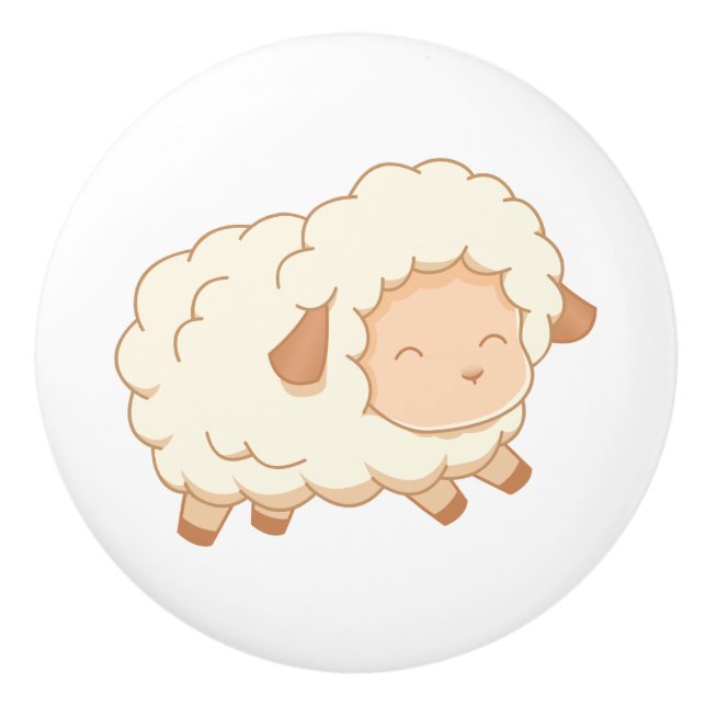 Cute Little Sheep Ceramic Knob (Front)