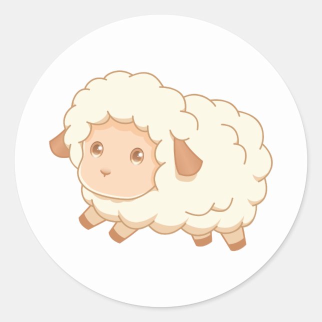 Cute Little Sheep Classic Round Sticker (Front)
