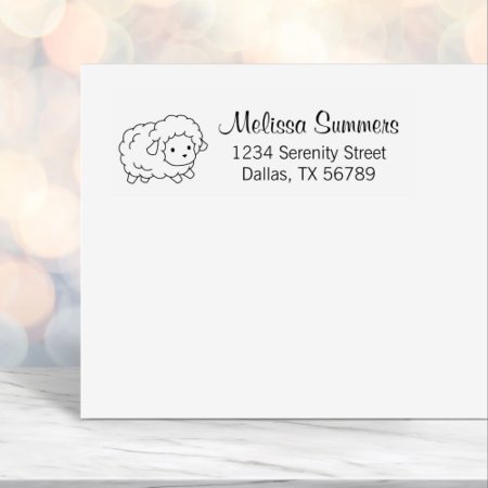 Cute Little Sheep Ewe Return Address Self-inking Stamp
