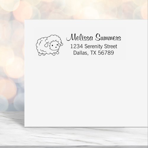 Cute Little Sheep Ewe Return Address Self_inking Stamp