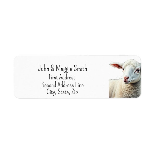 Cute Little Sheep Lamb Farm Animal Art Label (Front)