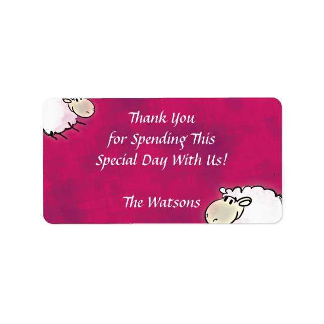 cute little sheep on dark pink label (Front)