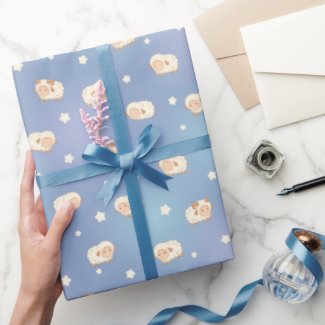 Cute Little Sheep Pattern on Blue