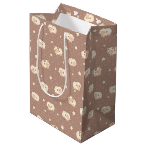 Cute Little Sheep Pattern on Brown Medium Gift Bag