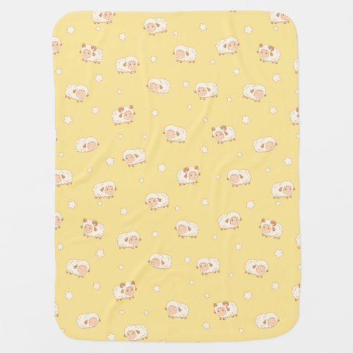 Cute Little Sheep Pattern on Yellow Baby Blanket