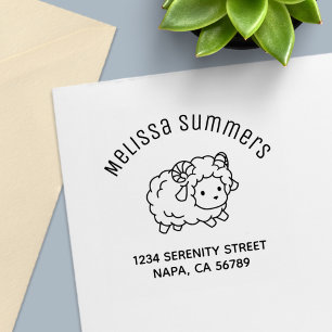 Cute Little Sheep Ram Arch Address Self-inking Stamp