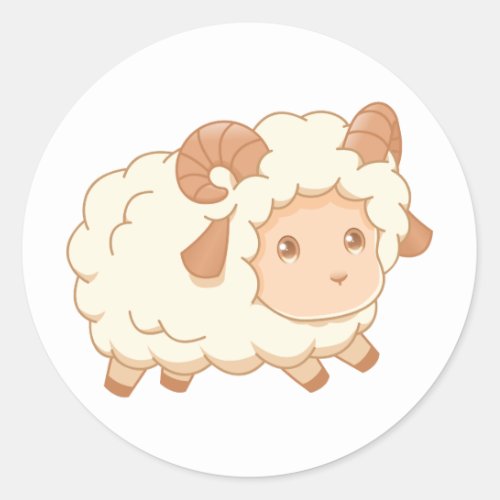 Cute Little Sheep Ram Classic Round Sticker