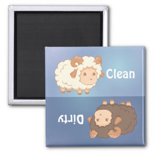 Cute Little Sheep Ram Clean Dirty Dishwasher Magnet