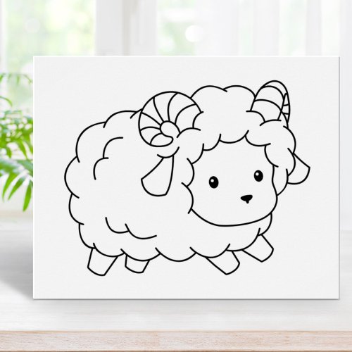 Cute Little Sheep Ram Coloring Page Poster