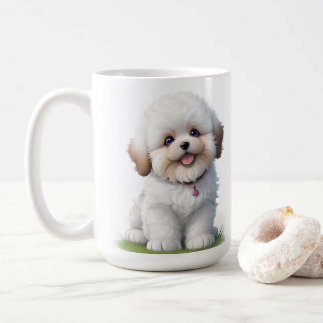 Cute Little Shih Tzu Puppy Dog Lover Coffee Mug (With Donut)