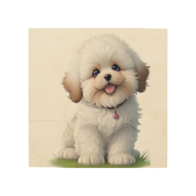Cute Little Shih Tzu Puppy  Dog Lover Wood Wall Art (Front)