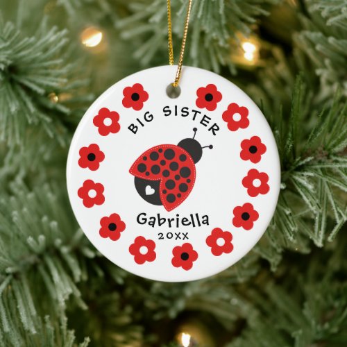 Cute Little Sister Ladybug Ornament