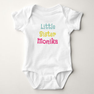 Cute Little Sister Pastel Colorful Monogram Girls Baby Bodysuit