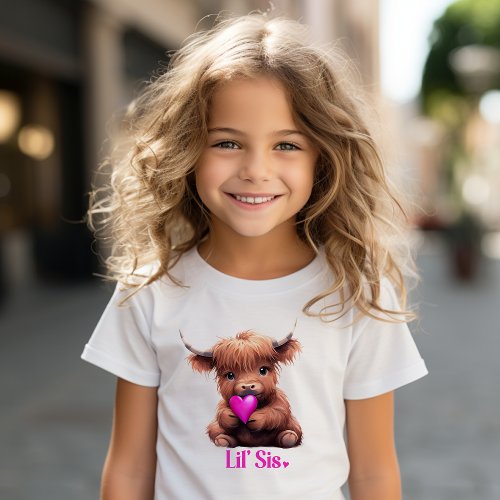 Cute Little Sister Pink Baby Cow Toddler T_shirt