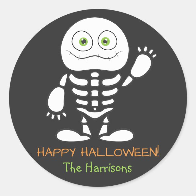 Cute Little Skeleton Personalized Sticker (Front)