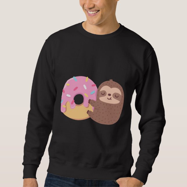 Cute Little Sloth Hugging A Donut Sweatshirt (Front)