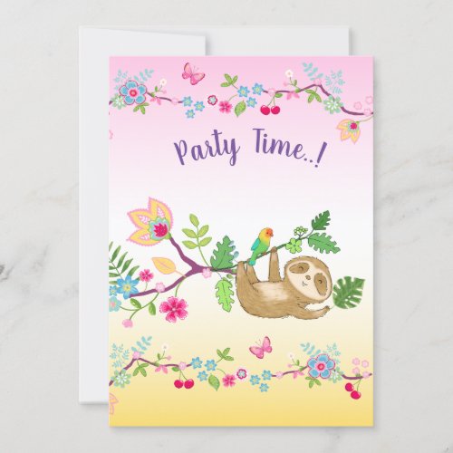 Cute Little Sloth Invitation