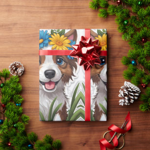 Cute Little Small Puppy Dog Pencil Art Wrapping Paper