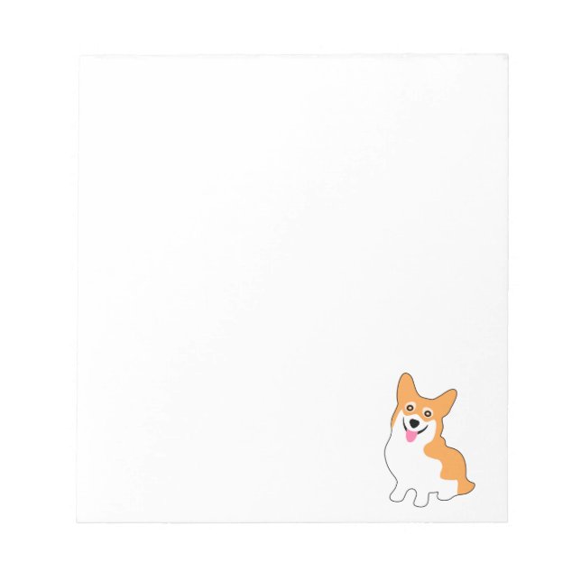 Cute Little Smiling Corgi Puppy Notepad (Front)
