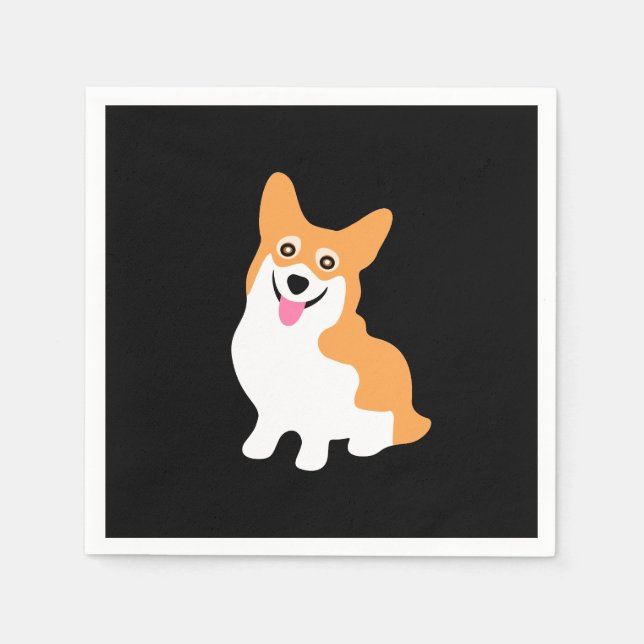 Cute Little Smiling Corgi Puppy Paper Napkins (Front)