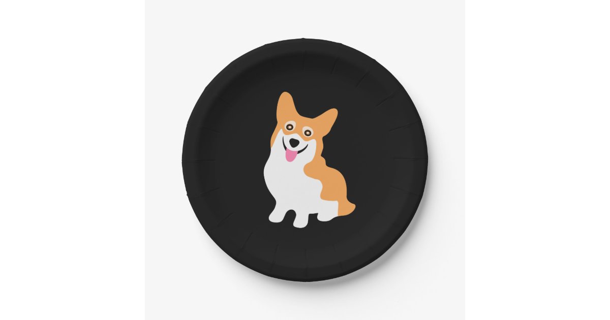 Cute Little Smiling Corgi Puppy Paper Plate Zazzle Com