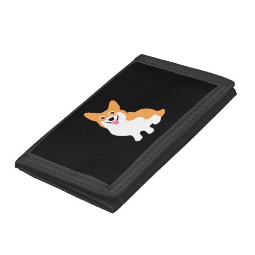 Cute Little Smiling Corgi Puppy Tri_fold Wallet