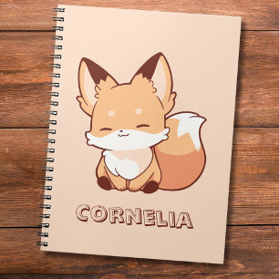 Cute Little Smiling Fox Personalized Name  Notebook