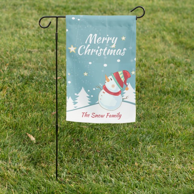 Cute Little Snowman, Personalized Christmas Garden Flag (In SItu)