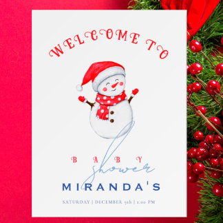 Cute Little Snowman Welcome to Winter Baby Shower Poster