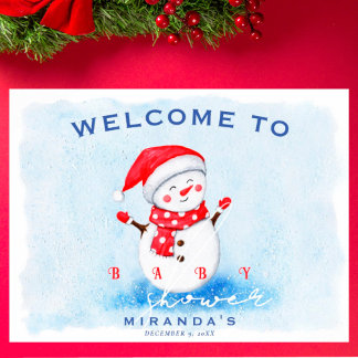 Cute Little Snowman Welcome to Winter Baby Shower Poster