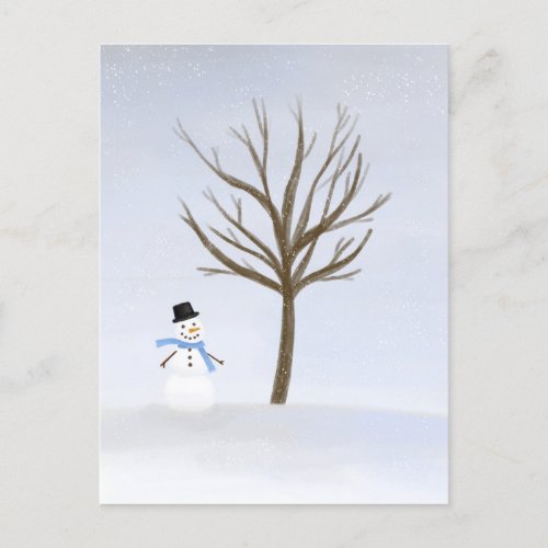 Cute Little Snowman Winter Snow Scene Postcard