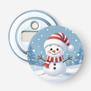 Cute little snowman with scarf & hat bottle opener