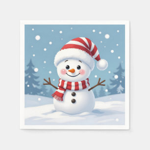 Cute little snowman with scarf & hat napkins