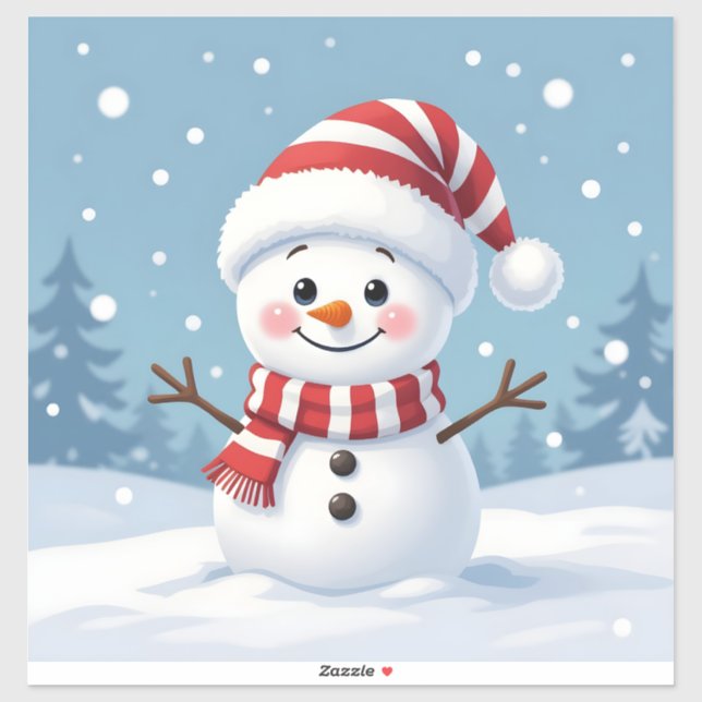 Cute little snowman with scarf & hat sticker (Sheet)