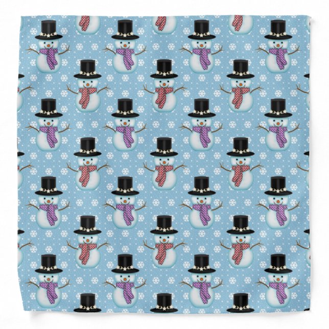 Cute Little Snowmen Pattern Bandana (Front)