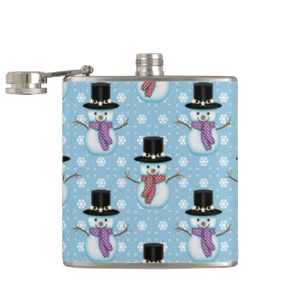 Cute Little Snowmen Pattern Hip Flask