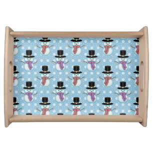 Cute Little Snowmen Pattern Serving Tray