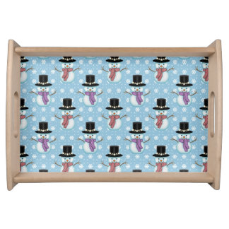 Cute Little Snowmen Pattern Serving Tray
