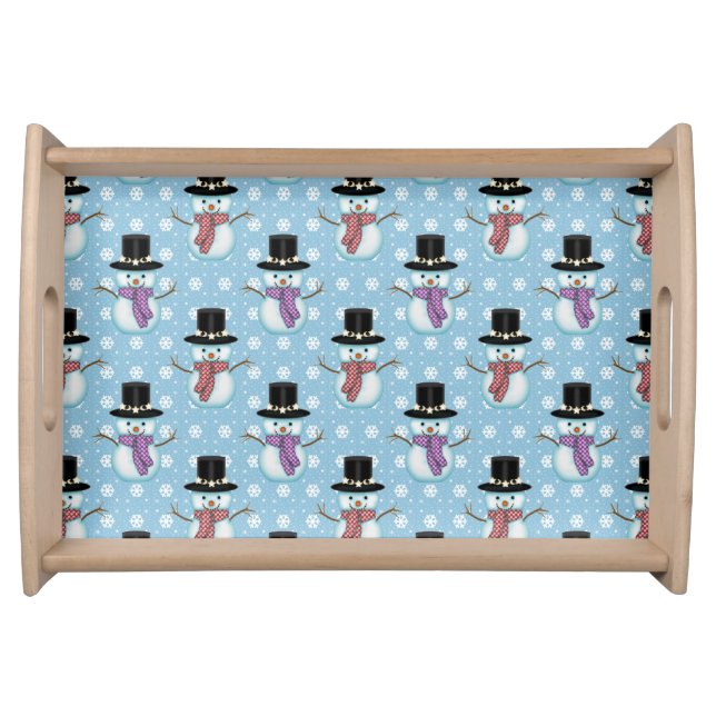 Cute Little Snowmen Pattern Serving Tray (Front)