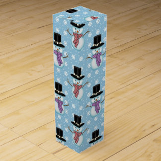 Cute Little Snowmen Pattern Wine Gift Box