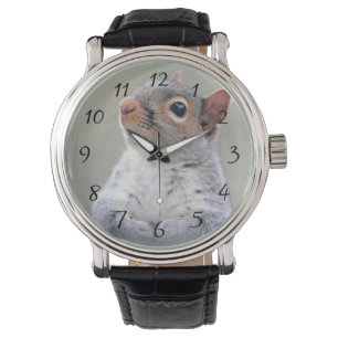 Cute Little Soft and Fluffy Gray Squirrel Watch