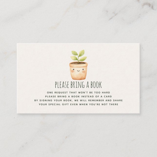 Cute Little Sprout Book Request Baby Shower Enclosure Card (Front)