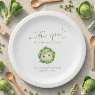 Cute Little Sprout Locally Grown Baby Shower Paper Plates